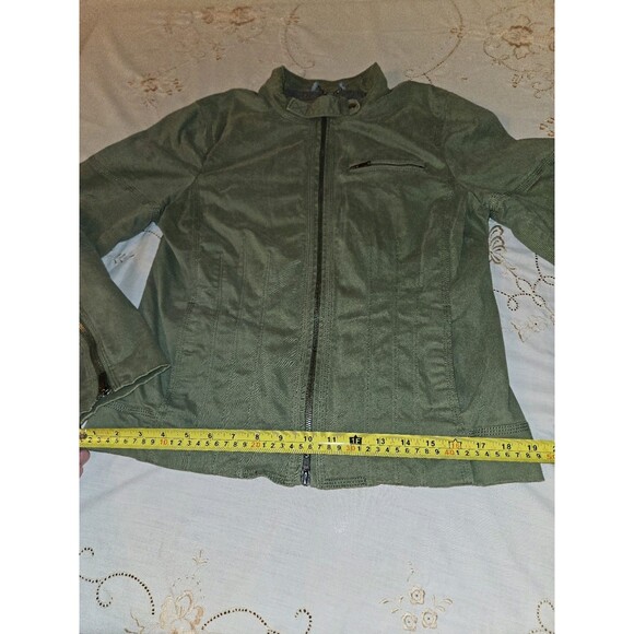 Banana Republic Women's‎ Size 14 Olive Motorcycle Jacket  Zip Up, Tailored Fit - Picture 4 of 6